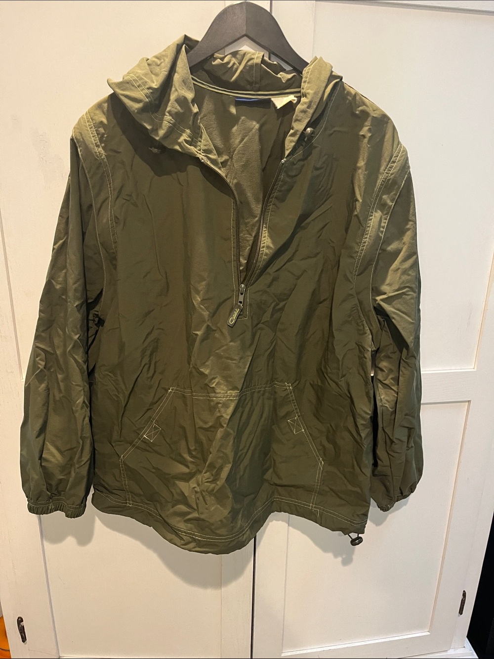 Catalina Olive Green Hooded Windbreaker with Navy Trim